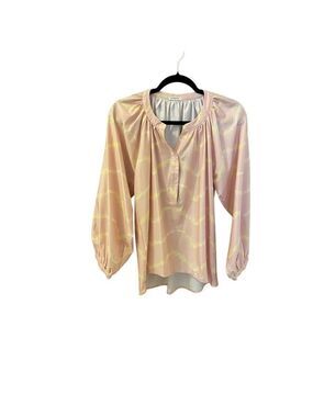SundayUp Peach Yellow Blouse Size Medium Long Sleeve Gathers